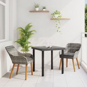 Conjunto de Jardín de 3 Piezas en Ratán Gris