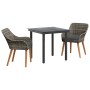 Conjunto de Jardín de 3 Piezas en Ratán Gris by , Garden tables - Ref: Foro24-3261684, Price: 323,34 €, Discount: %