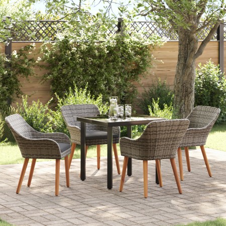 Juego de Comedor de Jardín de 5 Piezas Ratán Gris