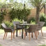 Juego de Comedor de Jardín de 5 Piezas Ratán Gris