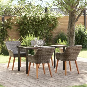 Juego de Comedor de Jardín de 5 Piezas Gris de Ratán Sintético by , Garden tables - Ref: Foro24-3261686, Price: 601,91 €, Dis...