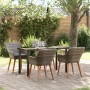 Juego de Comedor de Jardín de 5 Piezas Gris de Ratán Sintético
