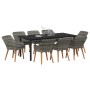 Juego de Comedor de Jardín de 9 Piezas en Poliratán Gris | Foro24.es | Tu tienda online para hogar, jardín y más Foro24.es