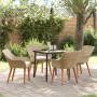 Conjunto de Comedor de Jardín de 5 Piezas Beige de Ratán Poliéster de , Mesas de jardín - Ref: Foro24-3261692, Precio: 505,14 €