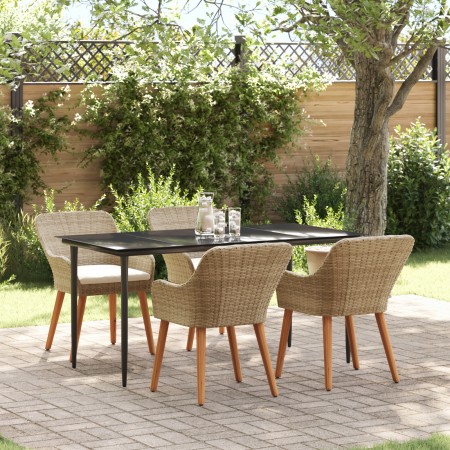 Juego de Comedor de Jardín de 5 Piezas Beige de Ratán Poliéster | Foro24.es | Tu tienda online para hogar, jardín y más Foro24.es
