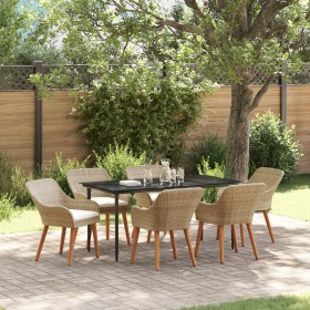 Juego de Comedor de Jardín de 7 Piezas Beige de