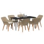 Juego de Comedor de Jardín de 7 Piezas Beige de Ratán Sintético