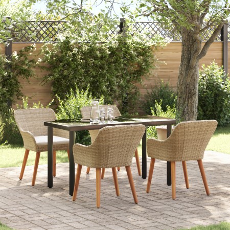 Juego de Comedor de Jardín de 5 Piezas Beige de Poliratán by , Garden tables - Ref: Foro24-3261700, Price: 601,91 €, Discount: %
