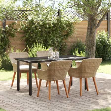 Juego de Comedor de Jardín de 5 Piezas en Ratán Beige | Foro24.es | Tu tienda online para hogar, jardín y más Foro24.es