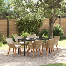 Juego de Comedor de Jardín de 7 Piezas Ratán Poliéster Beige by , Garden tables - Ref: Foro24-3261702, Price: 877,01 €, Disco...