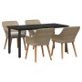 Juego de Comedor de Jardín de 5 Piezas en Ratán Beige | Foro24.es | Tu tienda online para hogar, jardín y más Foro24.es