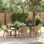 Conjunto de Comedor de Jardín de 7 Piezas Beige de Ratán