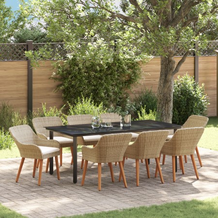 Conjunto de Comedor de Jardín de 9 Piezas Ratán Poli Beige | Foro24.es | Tu tienda online para hogar, jardín y más Foro24.es