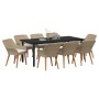 Conjunto de Comedor de Jardín de 9 Piezas Ratán Poli Beige | Foro24.es | Tu tienda online para hogar, jardín y más Foro24.es