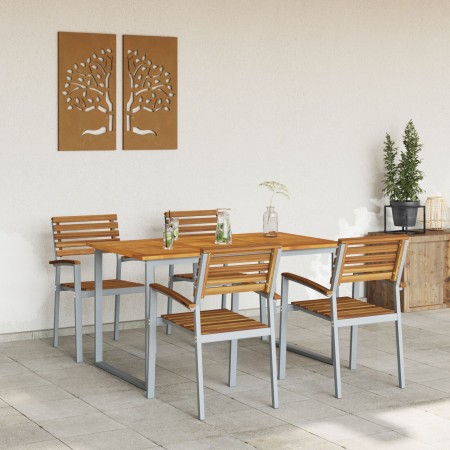 Conjunto de Comedor de Jardín de 5 Piezas de Acacia Sólida y Metal by , Garden sets - Ref: Foro24-3284343, Price: 484,45 €, D...