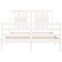 White solid wood bed frame with headboard 120x200 cm by vidaXL, Beds and slatted bases - Ref: Foro24-3194567, Price: 132,11 €...