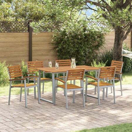 Conjunto de Comedor de Jardín de 7 Piezas de madera maciza de Acacia y Metal von , Gartensets - Ref: Foro24-3284344, Preis: 6...