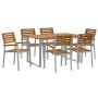 Conjunto de Comedor de Jardín de 7 Piezas de madera maciza de Acacia y Metal von , Gartensets - Ref: Foro24-3284344, Preis: 6...