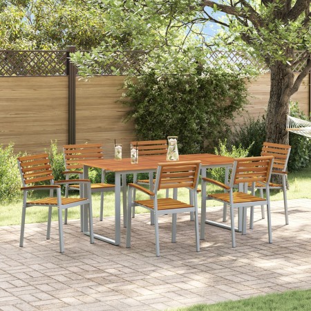 Conjunto de Comedor de Jardín de 7 Piezas de Madera Maciza de Acacia y Metal | Foro24.es | Tu tienda online para hogar, jardín y más Foro24.es