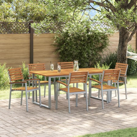 Juego de Comedor de Jardín de 7 Piezas de Madera Maciza de Acacia y Metal by , Garden sets - Ref: Foro24-3284348, Price: 696,...