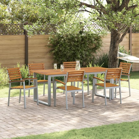 Conjunto de Comedor de Jardín de 7 Piezas de Madera Sólida de Acacia y Metal von , Gartensets - Ref: Foro24-3284349, Preis: 7...