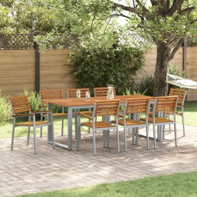 Juego de Comedor de Jardín de 9 Piezas de Madera Sólida de Acacia y Metal de , Conjuntos de jardín - Ref: Foro24-3284350, Pre...