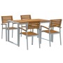 Conjunto de Comedor de Jardín de 5 Piezas de Madera Maciza de Acacia y Metal by , Garden sets - Ref: Foro24-3284359, Price: 4...
