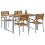 Conjunto de Comedor de Jardín de 5 Piezas de Madera Maciza de Acacia y Metal by , Garden sets - Ref: Foro24-3284359, Price: 4...