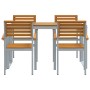 Conjunto de Comedor de Jardín de 5 Piezas de Madera Maciza de Acacia y Metal by , Garden sets - Ref: Foro24-3284359, Price: 4...