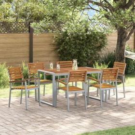 Juego de Comedor de Jardín de 7 Piezas de Madera