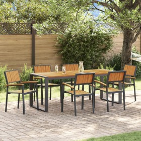 Conjunto de Comedor de Jardín de 7 Piezas de Madera Maciza de Acacia y Metal de , Mesas de jardín - Ref: Foro24-3284389, Prec...