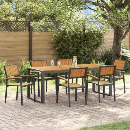 Conjunto de Comedor de Jardín de 7 Piezas de Madera Maciza de Acacia y Metal by , Garden tables - Ref: Foro24-3284389, Price:...