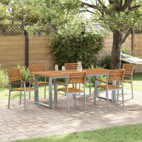 Sillas apilables para jardín 6 pcs de madera sólida de acacia y metal by , Garden chairs - Ref: Foro24-3284391, Price: 466,46...