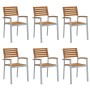 Sillas apilables para jardín 6 pcs de madera sólida de acacia y metal by , Garden chairs - Ref: Foro24-3284391, Price: 466,46...