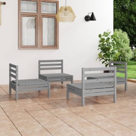 Garden furniture set 4 pieces solid gray pine wood by vidaXL, Garden sets - Ref: Foro24-3082404, Price: 209,52 €, Discount: %