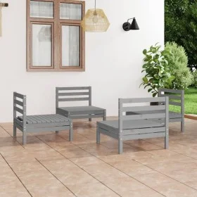 Gartenmöbel-Set 4-teilig aus massivem grauem Kiefernholz von vidaXL, Gartensets - Ref: Foro24-3082404, Preis: 206,84 €, Rabat...