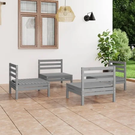 Gartenmöbel-Set 4-teilig aus massivem grauem Kiefernholz von vidaXL, Gartensets - Ref: Foro24-3082404, Preis: 206,84 €, Rabat...
