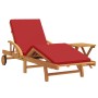 Tumbona con Cojín y Mesa en Madera Sólida Acacia Roja,  Tumbona Plegable con Ruedas y Cojín en Madera Sólida Acacia Roja | Foro24.es | Tu tienda online para hogar, jardín y más Foro24.es