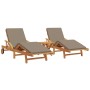 Tumbonas de 2 pcs con cojines y mesa color taupe de madera maciza de acacia | Foro24.es | Tu tienda online para hogar, jardín y más Foro24.es