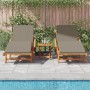 Tumbonas de 2 pcs con cojines y mesa color taupe de madera maciza de acacia | Foro24.es | Tu tienda online para hogar, jardín y más Foro24.es