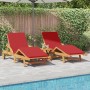 Tumbonas 2 pcs con cojines y mesa de madera maciza de acacia roja | Foro24.es | Tu tienda online para hogar, jardín y más Foro24.es