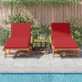 Tumbonas 2 pcs con cojines y mesa de madera maciza de acacia roja | Foro24.es | Tu tienda online para hogar, jardín y más Foro24.es