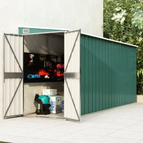 Cobertizo jardín pared acero galvanizado verde 118x382x178 cm de vidaXL, Cobertizos - Ref: Foro24-316229, Precio: 263,13 €, D...