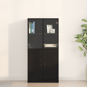 Aparador con puertas madera ingeniería roble negro 68x37x142 cm by , Sideboards - Ref: Foro24-3329301, Price: 154,53 €, Disco...