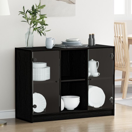 Aparador de madera ingeniería roble negro 102x37x75,5 cm | Foro24.es | Tu tienda online para hogar, jardín y más Foro24.es