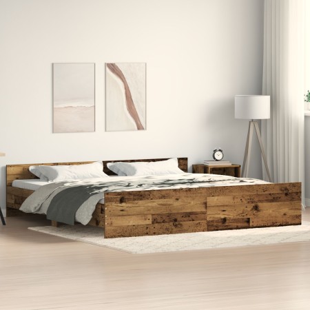 Estructura de cama madera de ingeniería envejecida 200x200 cm | Foro24.es | Tu tienda online para hogar, jardín y más Foro24.es