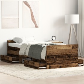 Cama sin colchón madera de ingeniería envejecida 75x190 cm by , Beds and slatted bases - Ref: Foro24-3329306, Price: 179,26 €...