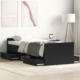 Cama sin colchón madera de ingeniería roble negro 75x190 cm by , Beds and slatted bases - Ref: Foro24-3329308, Price: 182,65 ...
