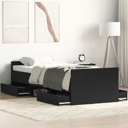 Cama sin colchón madera de ingeniería roble negro 75x190 cm by , Beds and slatted bases - Ref: Foro24-3329308, Price: 182,65 ...