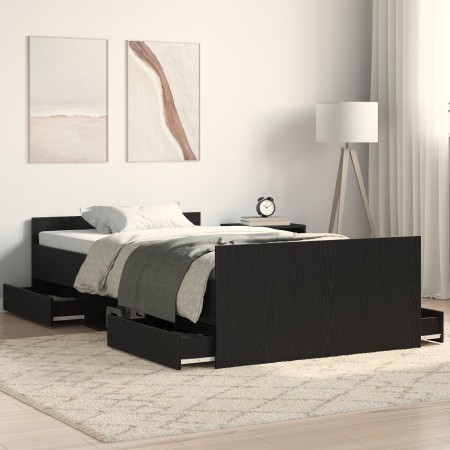 Cama sin colchón madera de ingeniería roble negro 100x200 cm by , Beds and slatted bases - Ref: Foro24-3329326, Price: 203,33...